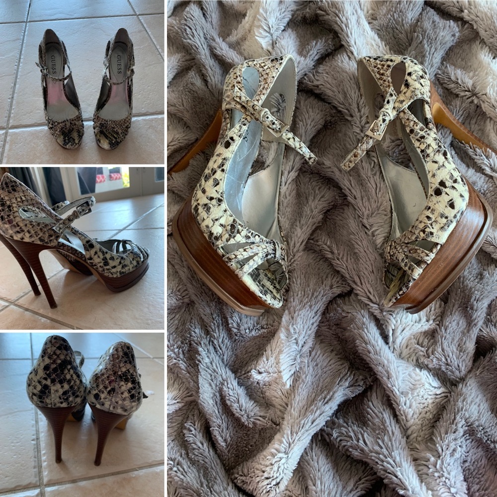 Guess Snake Print Heels